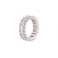 Elegant silver eternity band ring with baguette-cut sparkling cubic zirconia crystals - US 7 / Platinum + White Zirconia
