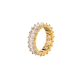 Elegant gold-plated eternity ring with square cubic zirconia and four-prong setting - US 7 / Gold with White Zircon