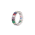 Anello eternity con gemme multicolore e cristalli rettangolari su base d'argento - US 7 / Platino + Diamanti Colorati