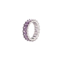 Anello eternity con cristalli viola rettangolari e montatura in metallo argento - US 7 / Platino + Diamante Viola