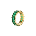 Anello eternity placcato oro con pietre rettangolari verde smeraldo incastonate - US 7 / Oro con zircone verde
