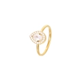 Elegant gold pear-cut zircon halo ring with a minimalist polished band for women - Gold-White Zircon