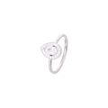 Elegante anello con zircone a goccia in finitura argento con pavé di pietre luminose - US 6 / Argento-Zircone Bianco
