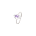 Anello con zircone viola a goccia e corona di diamanti in finitura argento - US 6 / Argento-Zircone Viola