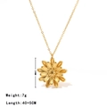 Gold sunflower necklace pendant in layered design with 40+5cm length and 7g weight - Gold