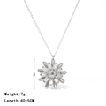 Silver daisy pendant necklace in titanium steel with 24mm flower and 40cm chain - Platinum