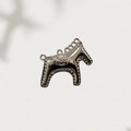 Detailed macro of a silver horse charm with 5 functional rings for DIY jewelry - Mirror Silver Dala Horse (3)