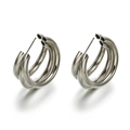 Polished silver C-shaped triple-hoop earrings featuring a minimalist geometric metal design - Silver Triple Layer Hoop Style (11)