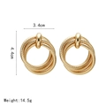 Golden double hoop earrings with snakeskin texture pattern in a retro fashion design - 3.4x4.4cm / Gold Snake Texture Multi-Ring Style (12)