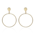 Minimalist gold oversized circular hoop earrings with small stud disks for women - Gold Double Round Style (3)