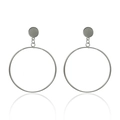 Minimalist silver geometric earrings featuring small round studs and large dangling circles - Silver Double Round Style (4)