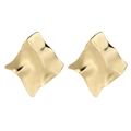 Golden irregular geometric mirror-finish earrings with minimalist wavy square design for women - Gold Wavy Square Style (5)