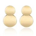 Minimalist double gold disc earrings with polished geometric circular drop design - Gold Overlapping Double Disk Style (13)