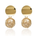 Minimalist gold geometric drop earrings with woven metal spheres and white pearls - Gold Hollow Ball Artificial Pearl Style (8)