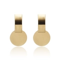 Minimalist gold geometric earrings with rectangle bar and round disk polished finish - Gold Bar Disk Style (19)