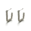 Retro geometric silver-tone textured earrings with modern V-shape design and studs - Silver Lava Particle Textured Stud (32)