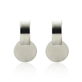Minimalist silver geometric earrings with polished metal bar and round disc pendants - Silver Bar Disk Style (20)
