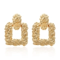 Modern geometric hammered gold rectangle drop earrings with vintage metallic texture - Gold Hammered Geometric Style (15)