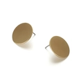 Minimalist matte gold round stud earrings with a brushed metallic texture finish - Gold Matte Disk Stud (27)