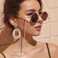 Fashionable pearl bead eyewear chain with gold frame sunglasses for women outdoor - Gold