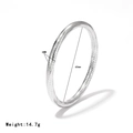 Minimalist flexible silver metal bracelet with wavy texture, 6mm width and 65mm diameter - Wavy Ribbed Style (Silver-C)