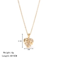 Golden titanium steel monstera leaf pendant necklace with shimmering white zircon stones - Gold