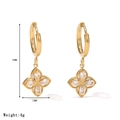 Pendientes de trébol dorados con cristales de circón brillantes y altura de 30mm - Dorado