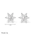 Mini orecchini a lobo floreali in argento con zirconi scintillanti, misura 11,2 mm - Platino