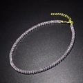 Minimalistische paarse kristallen choker met verstelbare gouden ketting en sluiting - Roze