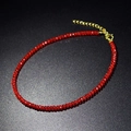 Sparkling red faceted crystal beaded choker necklace with adjustable gold-tone chain clasp - Red