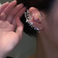 Elegant silver butterfly ear cuff with sparkling zircon crystals for non-pierced ears - Right Ear / Silver