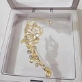 Elegant gold butterfly ear cuff with sparkling zircons displayed in a clear 3D gift box - Right Ear / Gold