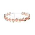 Elegantes Kropfband mit Blumenstickerei in Rosa und Orange und silbernem Verschluss - Rosa