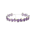 Detail der lila Blumenstickerei am Choker mit silbernem Verschluss und Kette - Lila