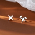 Polished S925 sterling silver four-point star stud earrings set with a minimalist design - Polished Minimalist Multi-Star Style (2) / Silver