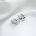 Macro view of silver chunky hoop earrings on white silk fabric with polished finish - 2# White Gold 17x17x9mm