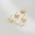 Pendientes de grano de café en oro de 14K con perlas barrocas para joyería artesanal - Pendientes de Botón Grano de Café / Chapado en Oro de 14K
