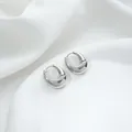 Modern silver-toned irregular hoop earrings with a high-polish mirror finish and minimalist design - 1# White Gold 17x18x6mm