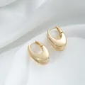 Polished 14K gold plated chunky U-shaped hoop earrings on white silk background - 4# 14K 19x28x11mm