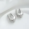Minimalist silver polished 14K gold-filled U-shaped hoop earrings for women - 5# White Gold 22x29x10mm