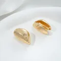 14K gold plated shell-shaped hoop earrings with a textured surface and golden finish - 6# 14K 17x26x15mm