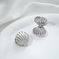 Polished silver shell drop earrings in 14K gold plated finish for women jewelry - 7# White Gold 23x23x14mm
