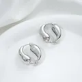 Polished silver teardrop earrings with a sleek metallic finish and secure hoop closure - 9# White Gold 23x25x9mm