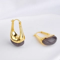 Pendientes vintage en forma de U dorados con resina gris sobre fondo de tela blanca - Estilo C Negro Transparente (Chapado en Oro de 18K)