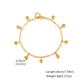Pulsera de acero inoxidable dorada con corazones y cuentas para mujer, longitud de 18 cm - Pulsera de cuentas de corazón (BR-2737G)