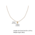 Vintage gold stainless steel necklace with white pearls and a heart zircon pendant - Heart Pendant (NC-2203G02)