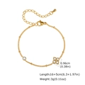 Détail du bracelet trèfle doré avec zircons et fermoir mousqueton, longueur 16 plus 5cm - Bracelet (BR-2679G)