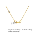 Détails du collier en acier doré avec dimensions et pendentif en pierre de zircon - Style Double Anneaux Entrelacés (NC-2426G)