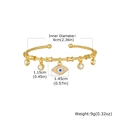 Detailed size specifications of gold evil eye open bangle with dimensions and weight - PBR-349G02 / Gold (Rhinestone Eye Pendant)