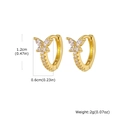 Dettaglio dimensioni degli orecchini a farfalla dorati con zirconi viola e verdi - Dorato Bianco Farfalla (EBD-483G01)